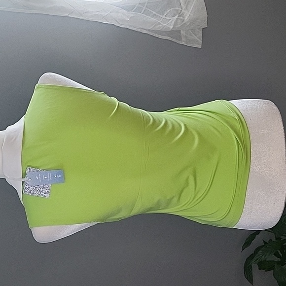 Sigrid Olsen Lime Green Golf Tennis UPF 50 Moisture Wick Quick Dry Top Size XS - Picture 3 of 6
